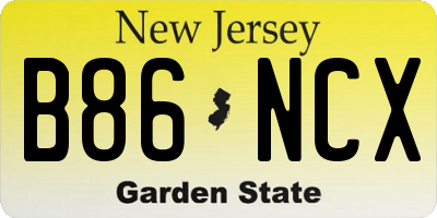 NJ license plate B86NCX