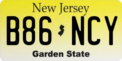 NJ license plate B86NCY
