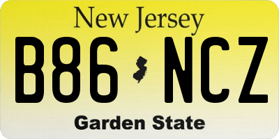 NJ license plate B86NCZ