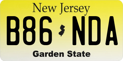 NJ license plate B86NDA