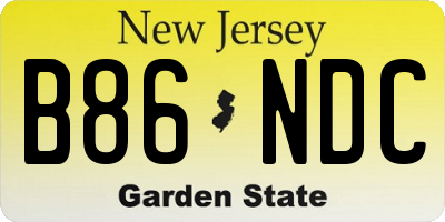 NJ license plate B86NDC