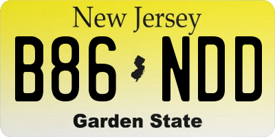 NJ license plate B86NDD