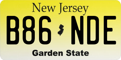 NJ license plate B86NDE