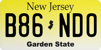 NJ license plate B86NDO
