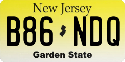 NJ license plate B86NDQ