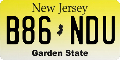NJ license plate B86NDU
