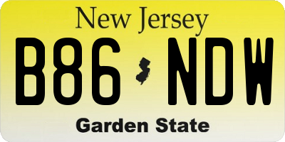 NJ license plate B86NDW