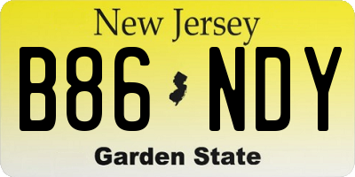 NJ license plate B86NDY
