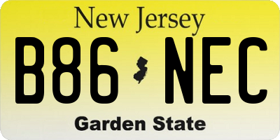 NJ license plate B86NEC