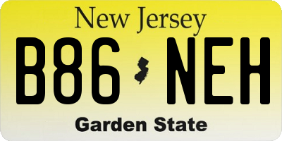 NJ license plate B86NEH