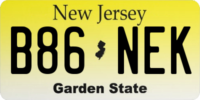 NJ license plate B86NEK