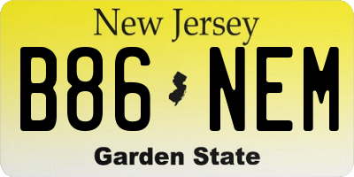 NJ license plate B86NEM