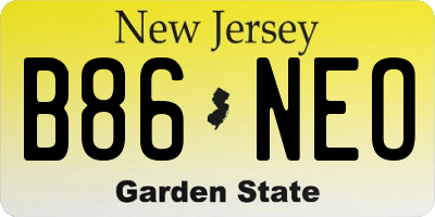 NJ license plate B86NEO