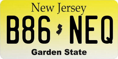 NJ license plate B86NEQ