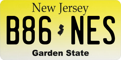 NJ license plate B86NES
