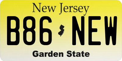 NJ license plate B86NEW