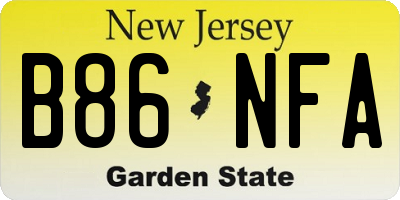 NJ license plate B86NFA