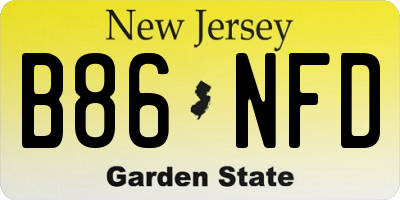 NJ license plate B86NFD