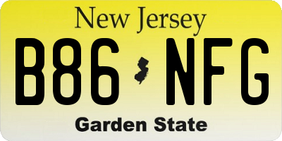NJ license plate B86NFG
