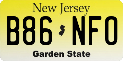 NJ license plate B86NFO