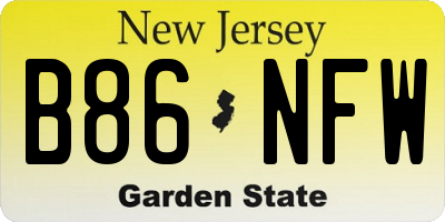 NJ license plate B86NFW