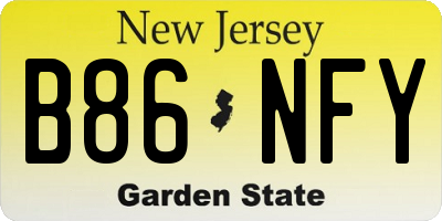 NJ license plate B86NFY