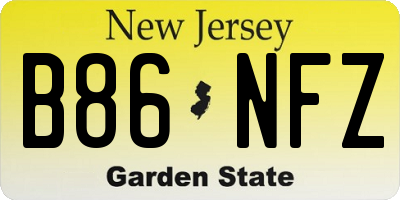 NJ license plate B86NFZ