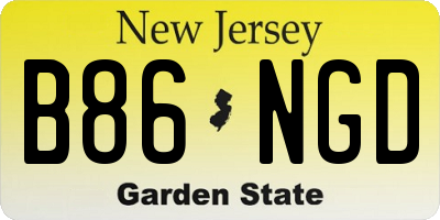 NJ license plate B86NGD