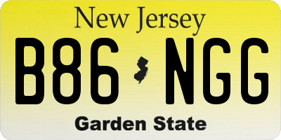 NJ license plate B86NGG