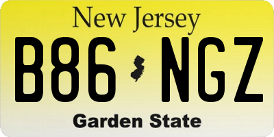 NJ license plate B86NGZ