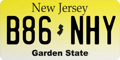NJ license plate B86NHY
