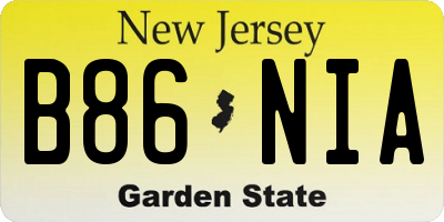 NJ license plate B86NIA