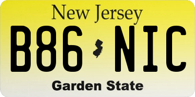 NJ license plate B86NIC
