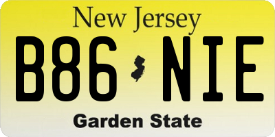 NJ license plate B86NIE