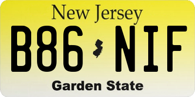 NJ license plate B86NIF