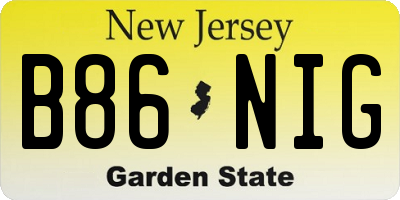 NJ license plate B86NIG