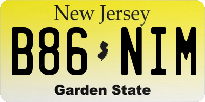 NJ license plate B86NIM