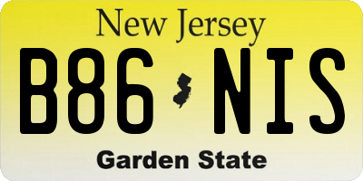NJ license plate B86NIS