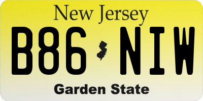 NJ license plate B86NIW