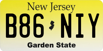 NJ license plate B86NIY