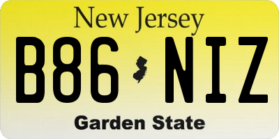 NJ license plate B86NIZ