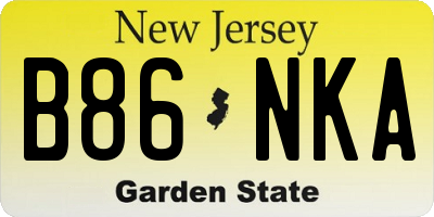 NJ license plate B86NKA
