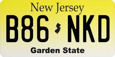 NJ license plate B86NKD