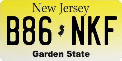 NJ license plate B86NKF