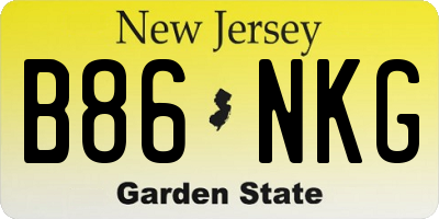 NJ license plate B86NKG