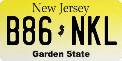 NJ license plate B86NKL
