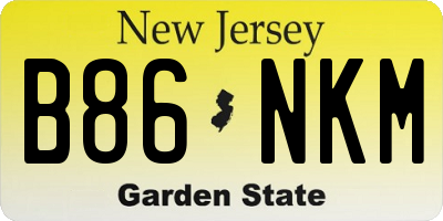 NJ license plate B86NKM