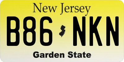 NJ license plate B86NKN