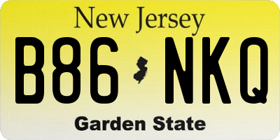 NJ license plate B86NKQ
