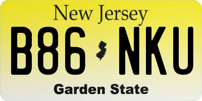 NJ license plate B86NKU